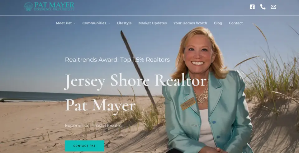 Screenshot of a real estate website design hero section.