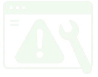 Icon image of a desktop with an exclamation mark inside a triangle and a wrench.