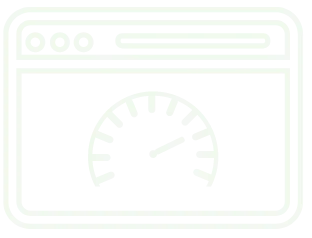 Icon image of a desktop with a website speed icon resembling a car speedometer.